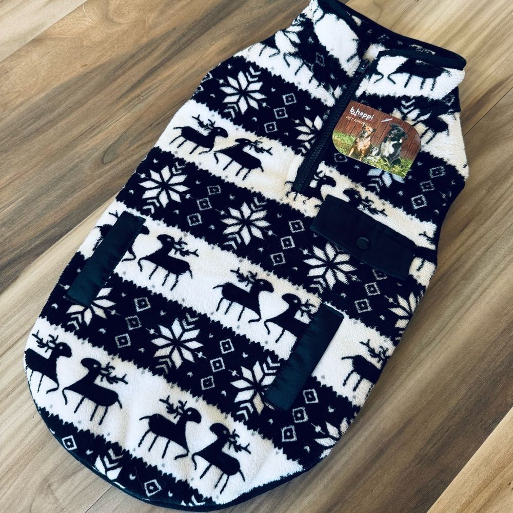 Nordic Fair Isle Icelandic Fleece Holiday Dog Sweater Jacket L